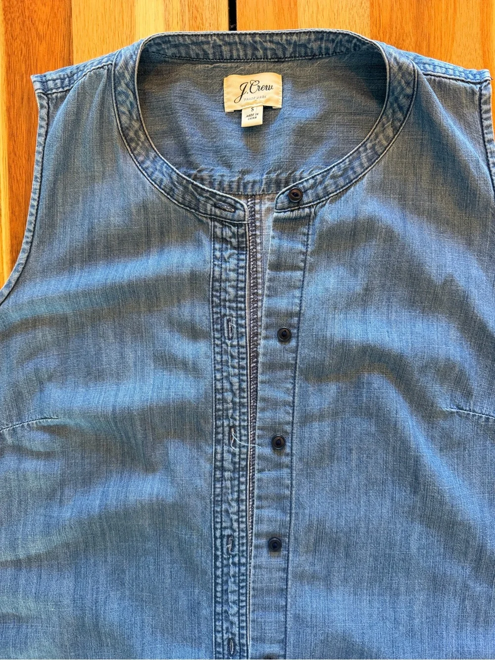 J.Crew Chambray Denim Sleeveless Button Front Midi Shirt Dress Size S